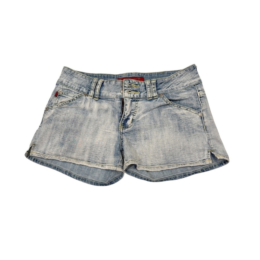 YMI Womens 5 Blue Denim Low Rise 5-Pocket Y2K Indie Grunge Micro Hot Jean Shorts